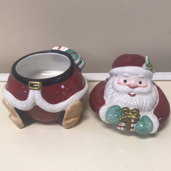 Fitz & Floyd Plaid Santa Candy Jar - Picture 5 of 11